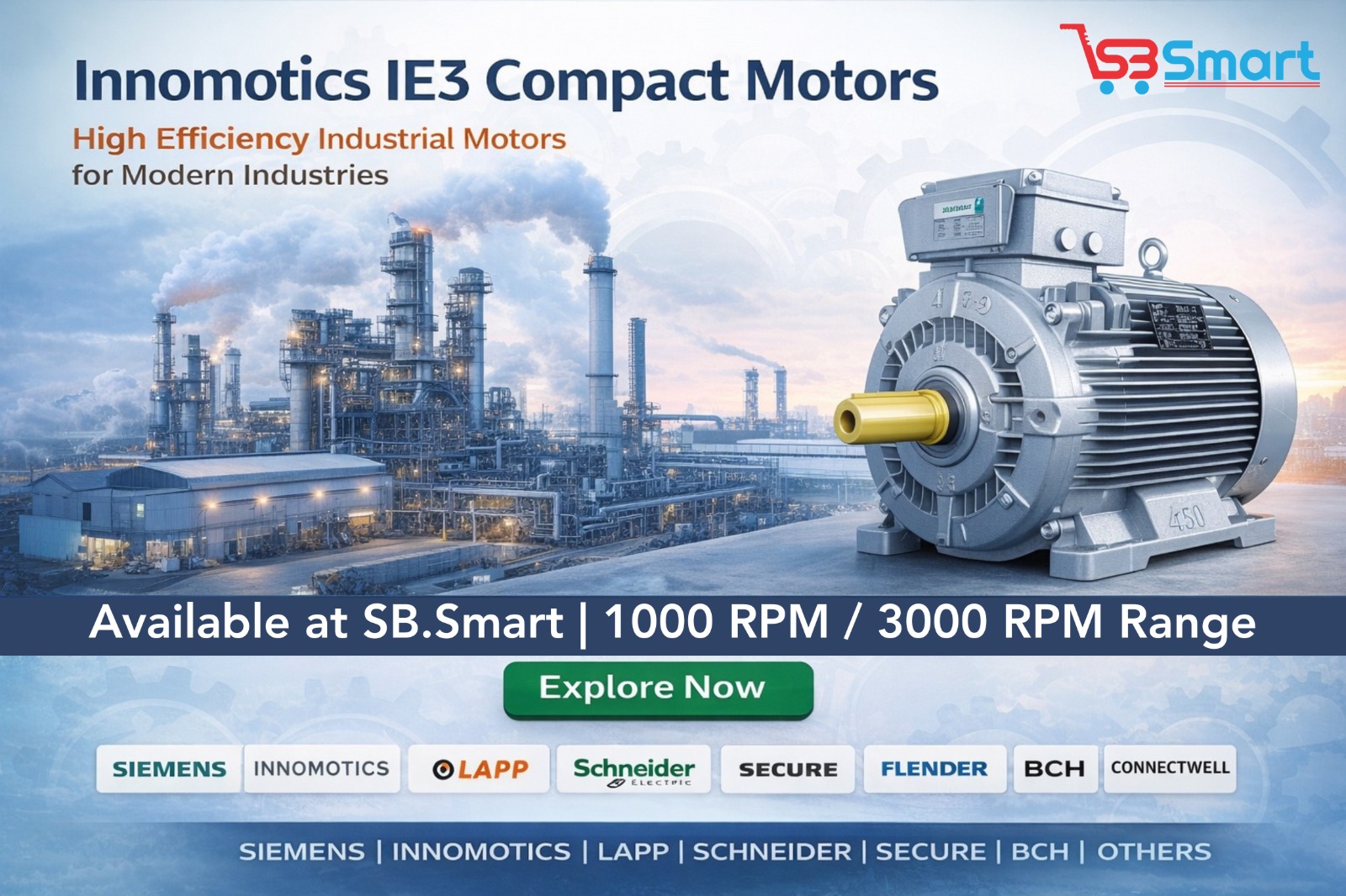 Innomotics IE3 Compact Motors – High Efficiency Industrial Motors for Modern Industries