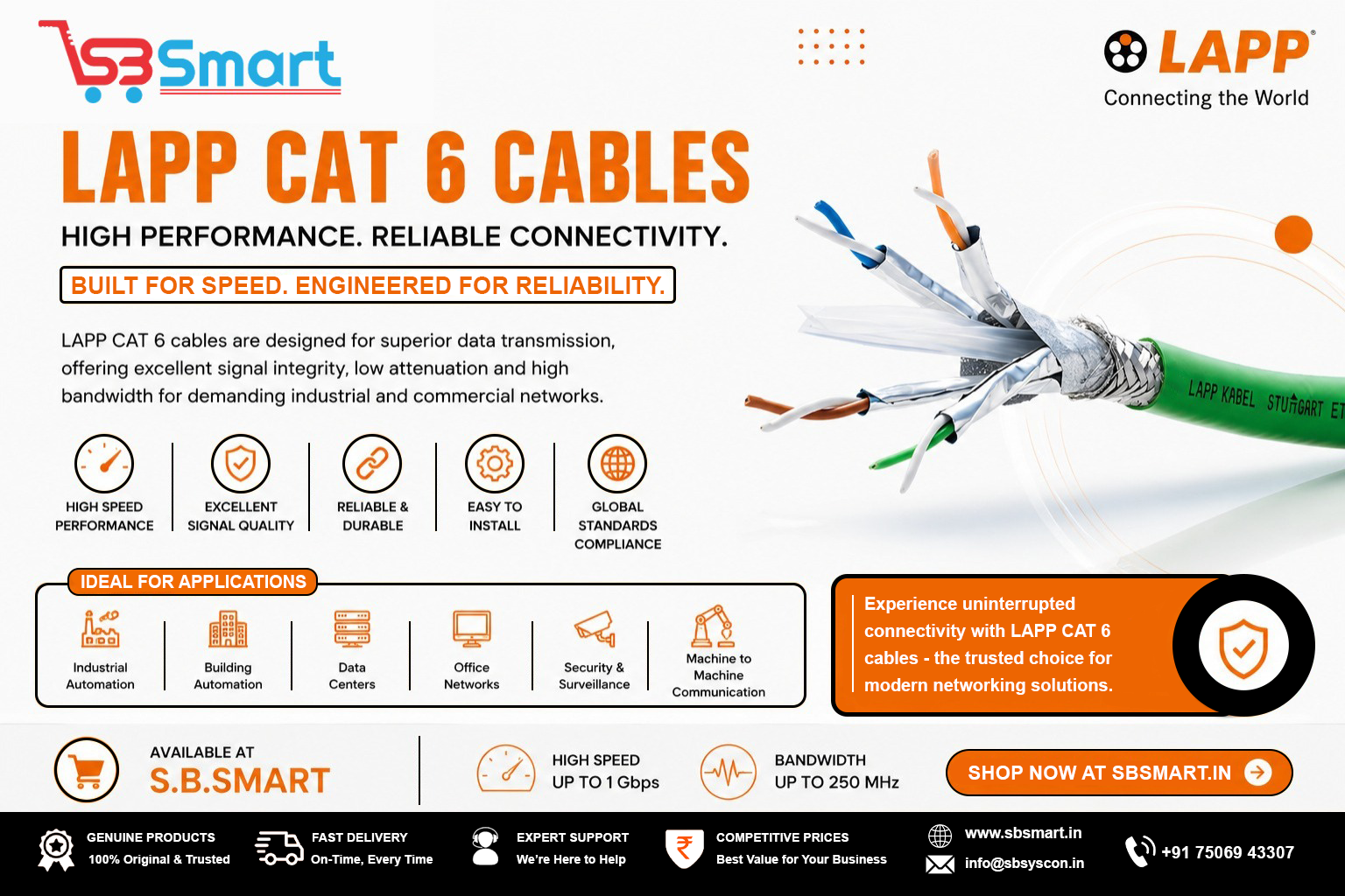 LAPP CAT 6 Cables – High-Speed Data Transmission for Modern Networks