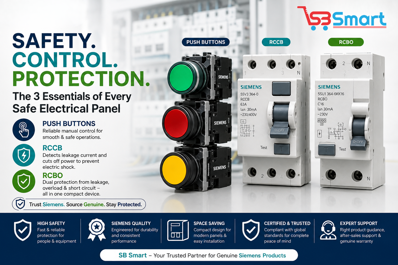 Siemens Push Buttons, RCBOs & RCCBs: Why They're the Backbone of Every Safe Electrical Panel