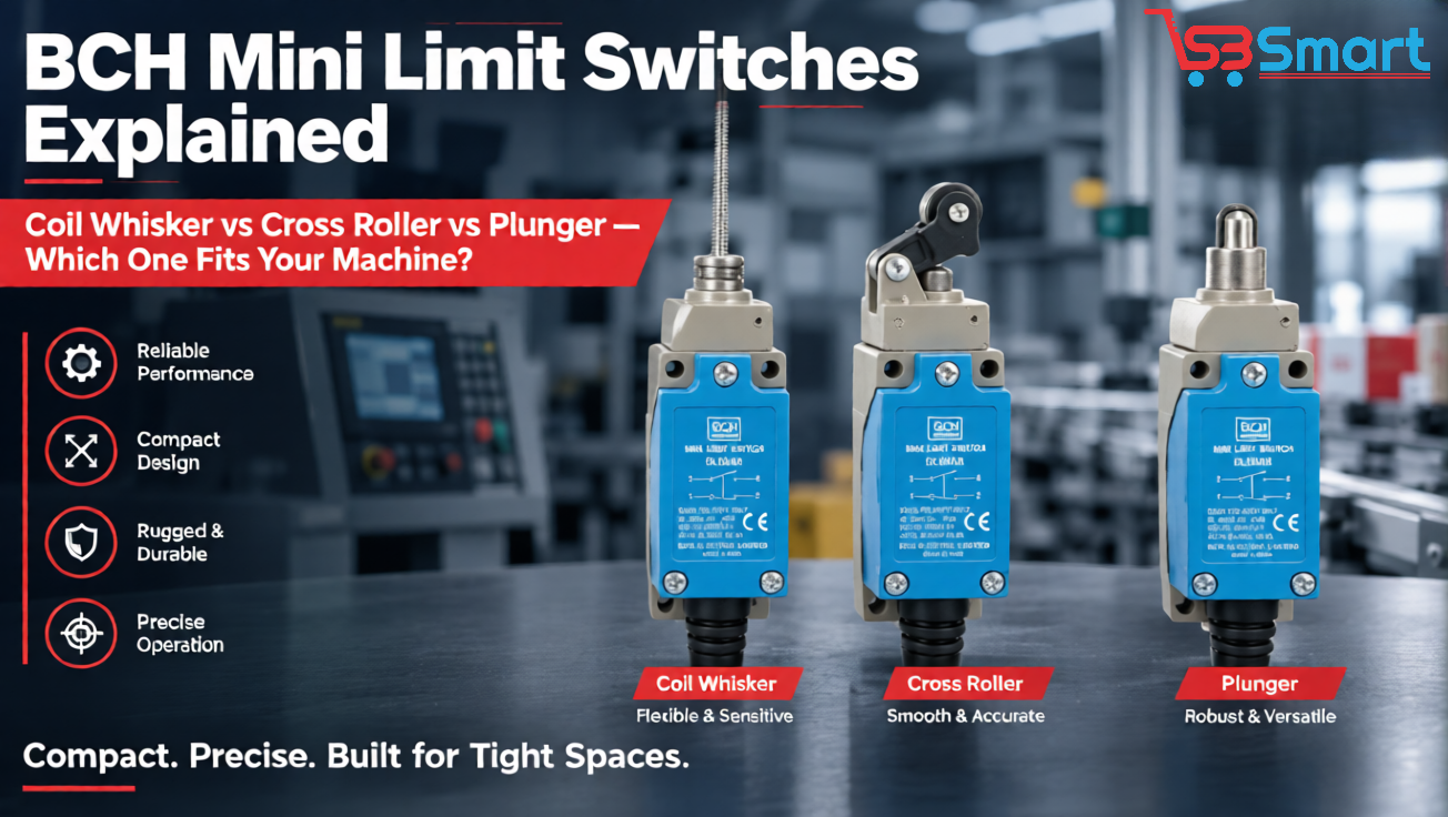 BCH Mini Limit Switches Explained: Coil Whisker vs Cross Roller vs Plunger — Which One Fits Your Machine?