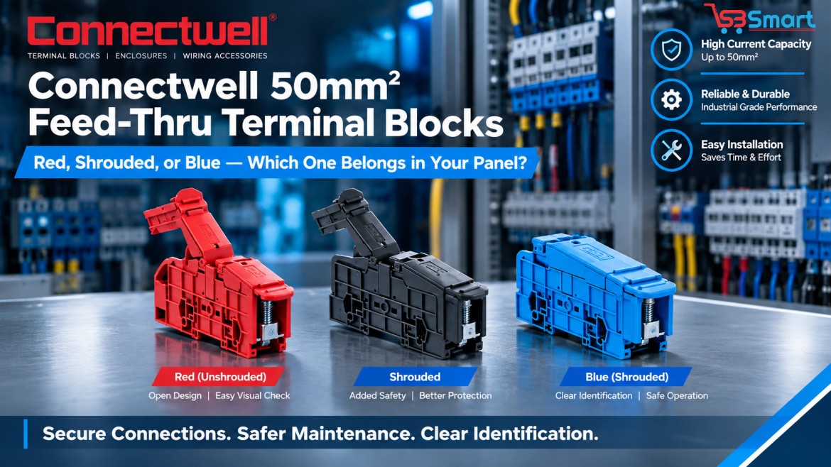 Connectwell 50mm² Terminal Blocks: PTB35/50R vs SH vs SHBU