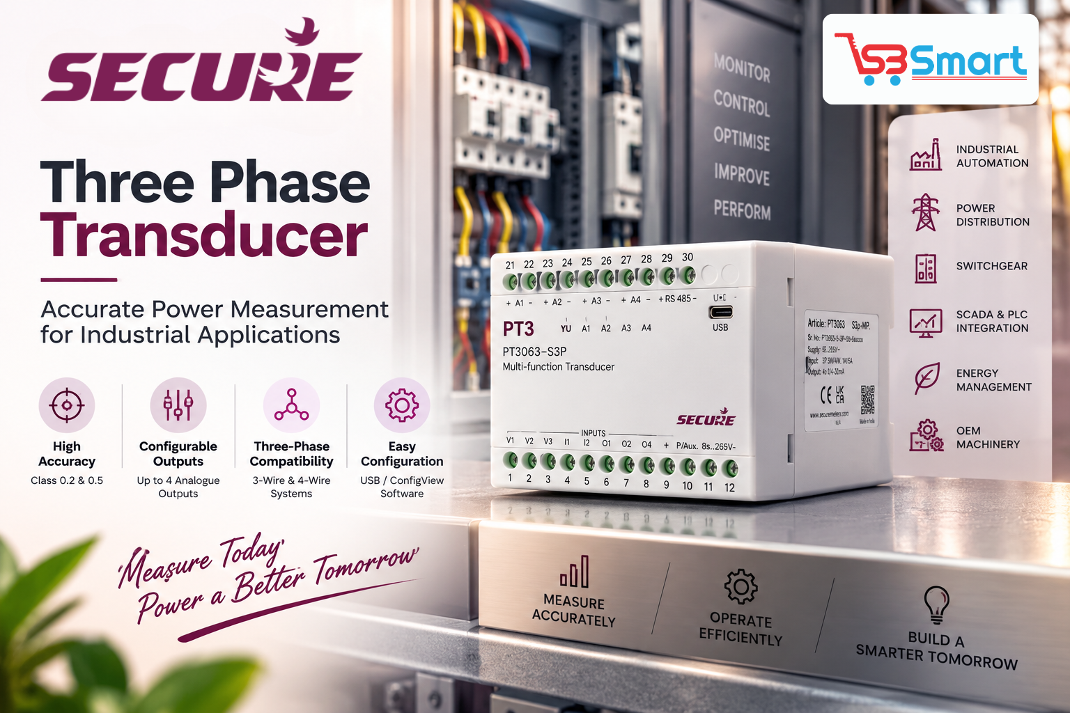 Secure Three Phase Transducer: Accurate Power Measurement for Industrial Applications
