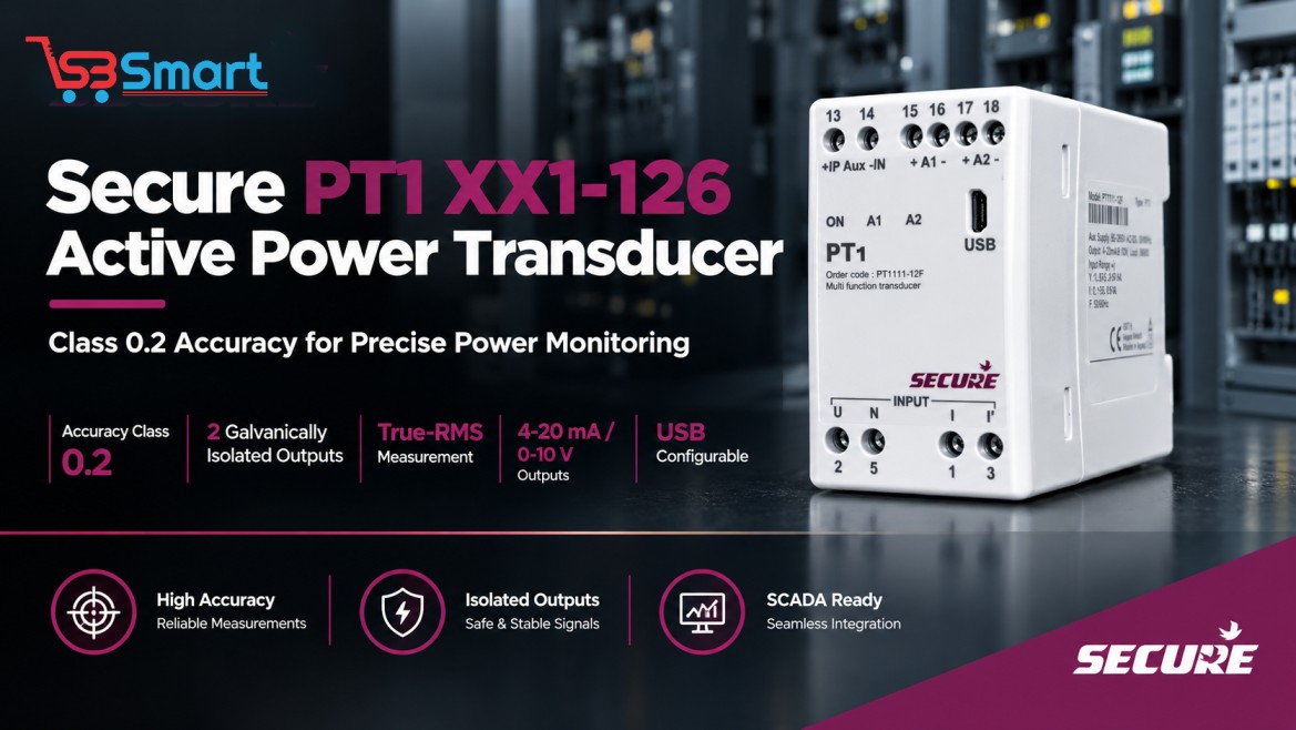 Secure PT1 XX1-126 Single-Phase Active Power Transducer: Class 0.2 Accuracy for Precise Power Monitoring
