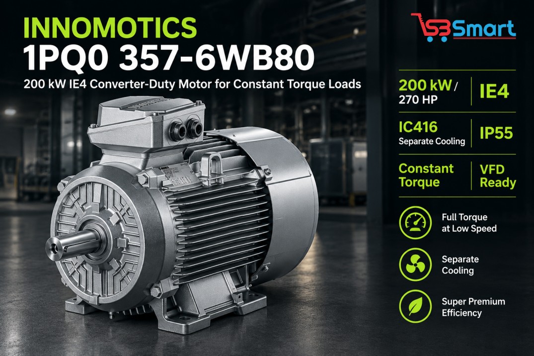 Innomotics 1PQ0 357-6WB80: A 200 kW IE4 Converter-Duty Motor Built for Constant Torque Loads
