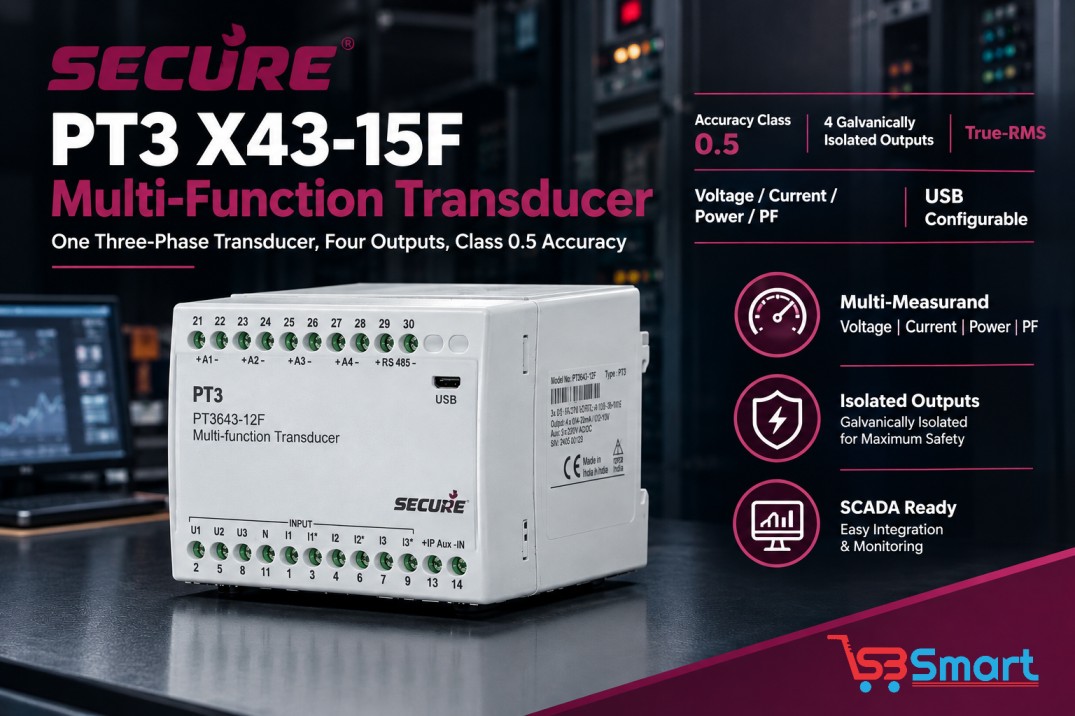 Secure PT3 X43-15F: Class 0.5 Three-Phase Multi-Function Transducer