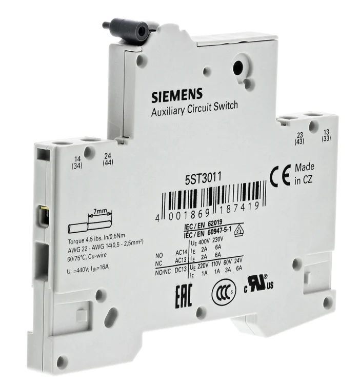 Aux contact block (For 5SL/5SY/5SP4/5TL/5SV/5SU1/5SM2), 2NO - 5ST3011