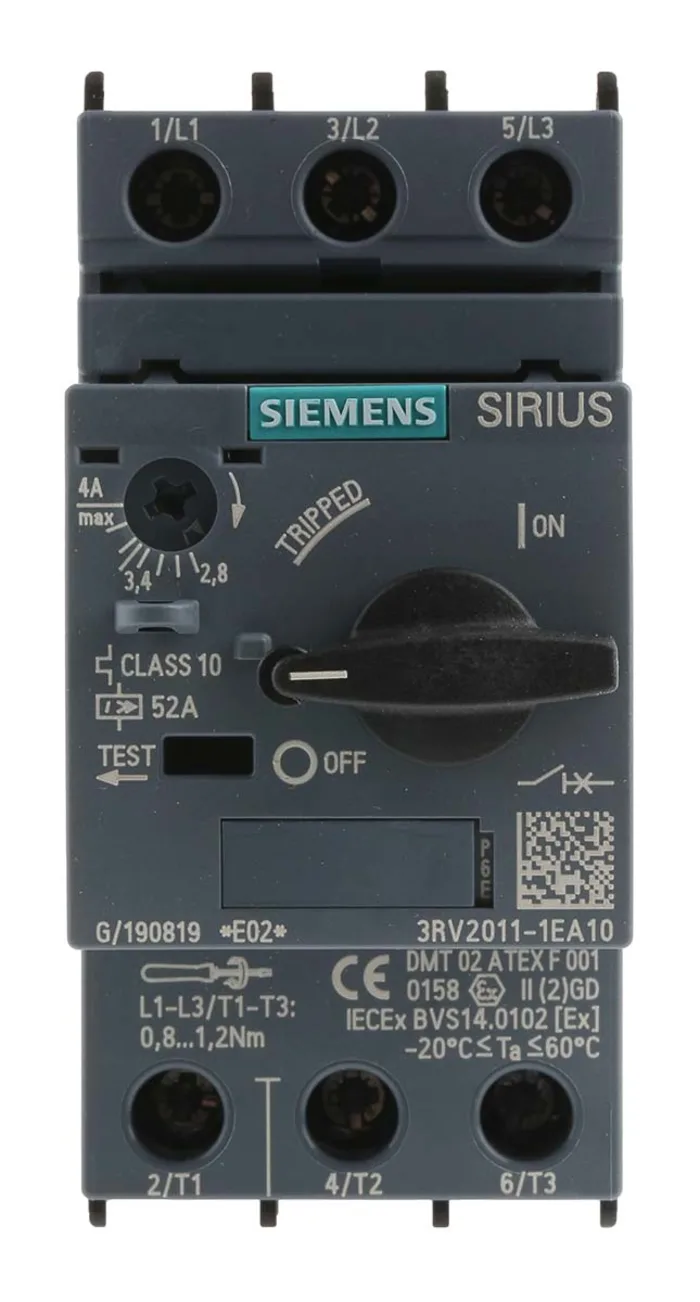 Motor Protection Circuit Breaker, SIRIUS 3RV2 Series, Thermal Magnetic Protection, Variant EA10 - 3RV2011-1EA10