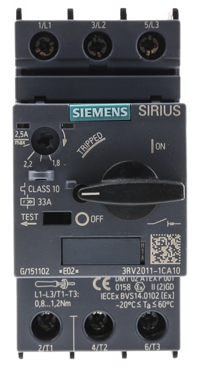 Motor Protection Circuit Breaker, SIRIUS 3RV2 Series, Thermal Magnetic Protection, Variant CA10 - 3RV2011-1CA10