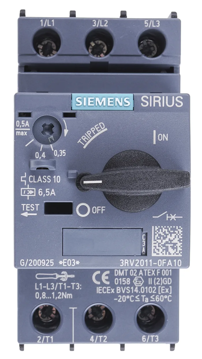 Motor Protection Circuit Breaker, SIRIUS 3RV2 Series, Thermal Magnetic Protection, Variant FA10 - 3RV2011-0FA10