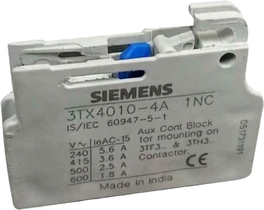 Auxiliary contact block withou position indication for plugging onto contactors 1 NO with delayed contacts  - 3TX40104A