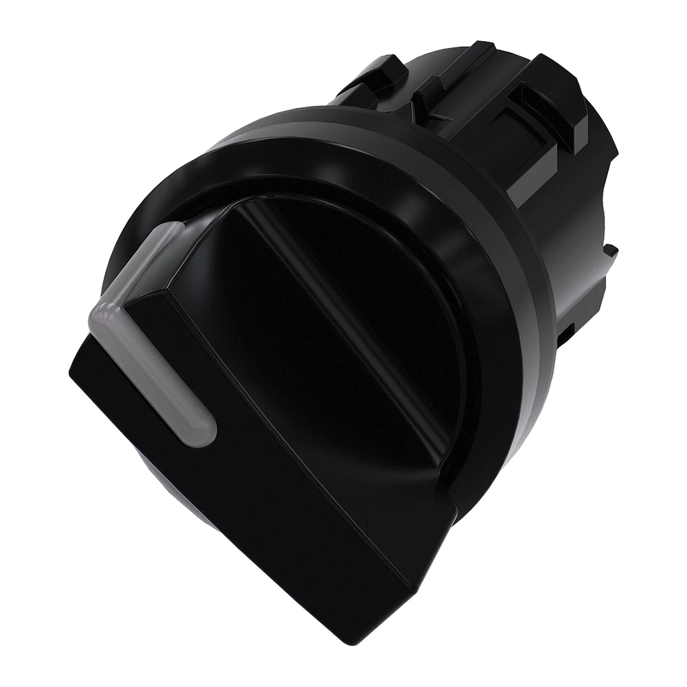 Illuminable selector switch, 22 mm, round, plastic, black, Selector switch short, 2 switch positions O<I, momentary contact type, Actuating angle 45Â°, 10:30h/12h - 3SU10022BC100AA0