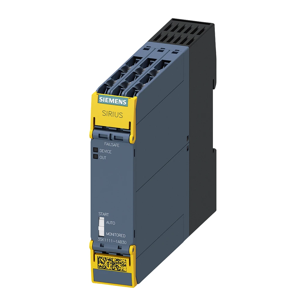 SIRIUS safety relay Basic unit Standard series Relay enabling circuits 3 NO contacts plus Relay signaling circuit 1 NC contact Us = 24 V AC/DC screw terminal - 3SK11111AB30