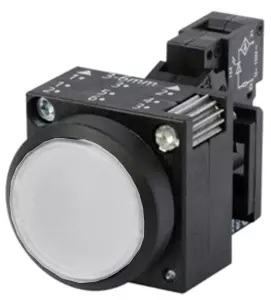 Illuminated pushbutton, 22 mm, round, plastic, white, button, flat, with holder - 3SB5001-0AG01-0PQ0