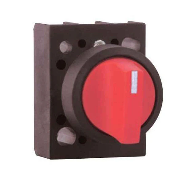 Selector switch, 22 mm, round, plastic, red, long handle, 2 positions O-I, maintained, 50 degree operating angle, with holder - 3SB5000-2BC01
