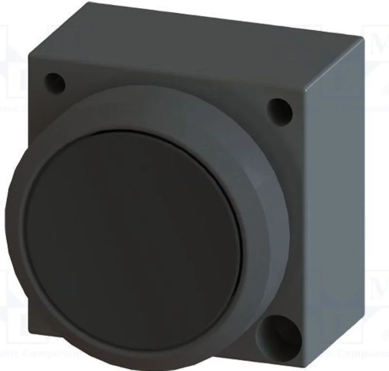 Pushbutton, 22 mm, round, plastic, black, button, flat, with holder - 3SB5000-0AB01