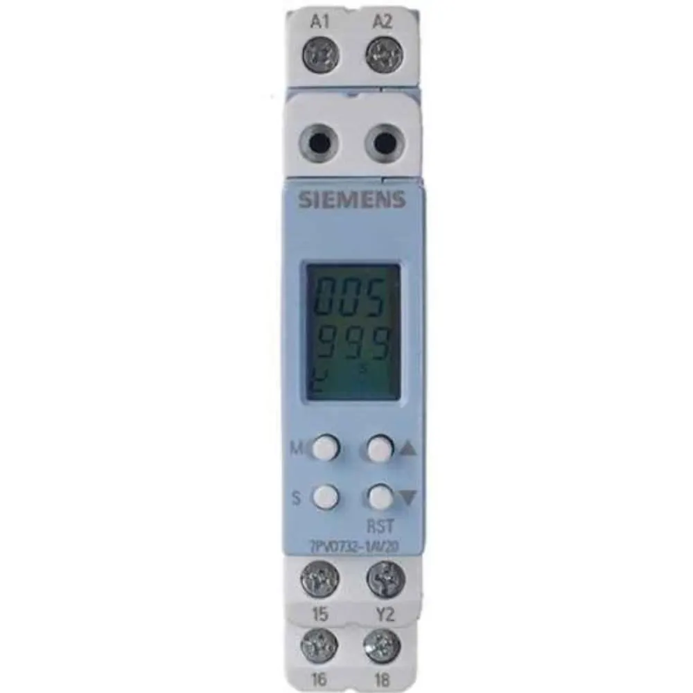 Electronic timer multifunction timer 15 functions, 4 time ranges 17.5 mm module 1C/O, 20-240 V AC/DC - 7PV07321AV20