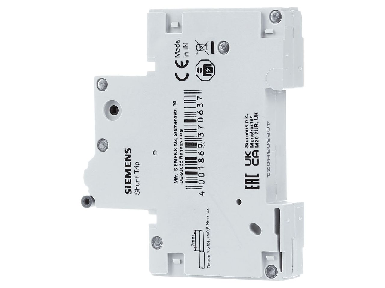 shunt release 24-48 V DC, for miniature circuit breaker 5SL4, 5SY, 5SP, RCBO 5SU1, FI 5SV (for 5SU1 handle coupler 5ST3805-1 is required)  - 5ST3031