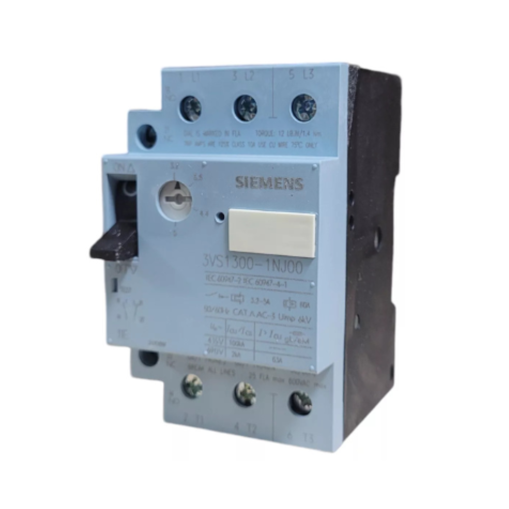 Circuit breaker 3.2...5 A for motor protection with screw terminal Icu: 415 V 100 kA auxiliary contact: 1 NO + 1 NC - 3VS1300-1NJ00